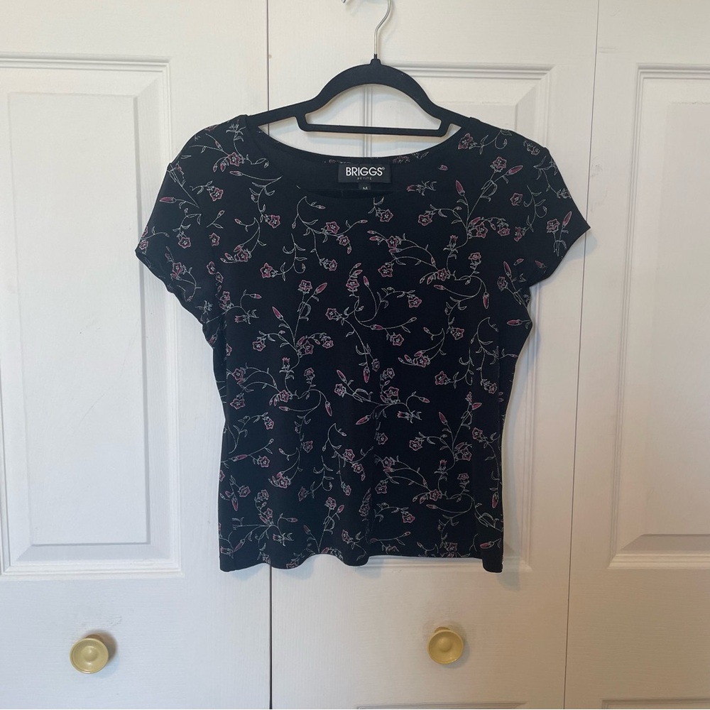Briggs New York Black Floral Women's Top